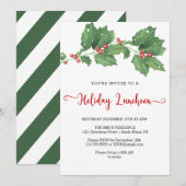 Holly Wreath Holiday Luncheon Kaart (Voorkant / Achterkant)