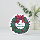 Holly Wreath Holiday Party Invitation Kaart (Staand voorkant)