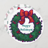 Holly Wreath Holiday Party Invitation Kaart (Voorkant / Achterkant)