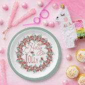 Holly Wreath "Holly Jolly" kerstfeestdagen Papieren Bordje (Feest)