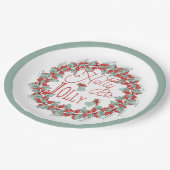 Holly Wreath "Holly Jolly" kerstfeestdagen Papieren Bordje (Gekanteld)