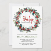 Holly Wreath kerstBaby shower Kaart (Voorkant)