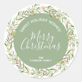 Holly Wreath Kersthomemade Holiday Baking Ronde Sticker (Voorkant)