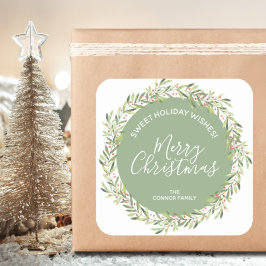 Holly Wreath Kersthomemade Holiday Baking Vierkante Sticker