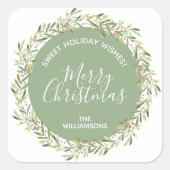 Holly Wreath Kersthomemade Holiday Baking Vierkante Sticker (Voorkant)