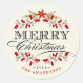 Holly Wreath Kerstkrans Sticker (Voorkant)