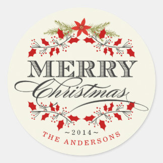  Holly Wreath Kerstkrans Sticker