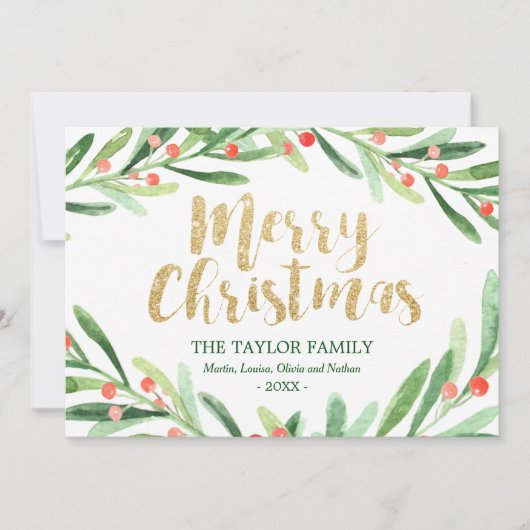 Holly Wreath Kerstmis Feestdagenkaart (Voorkant)