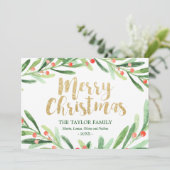 Holly Wreath Kerstmis Feestdagenkaart (Staand voorkant)