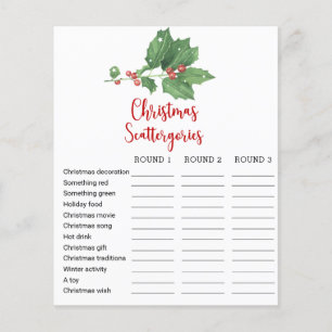Holly Wreath Kerstmis Scattergories Speelkaart Flyer