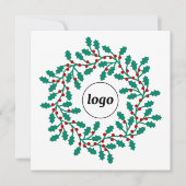 Holly Wreath Logo Business Feestdagenkaart (Voorkant)