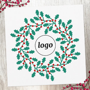 Holly Wreath Logo Business Feestdagenkaart