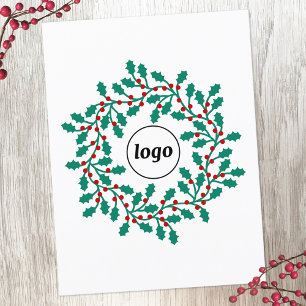 Holly Wreath Logo Business Feestdagenkaart