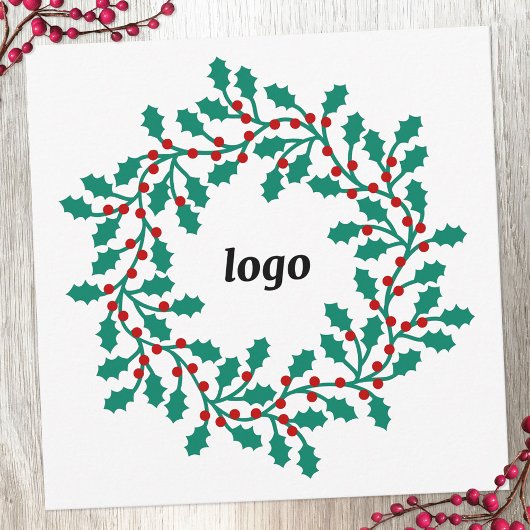 Holly Wreath Logo Business Feestdagenkaart