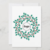 Holly Wreath Logo Business Feestdagenkaart (Voorkant)