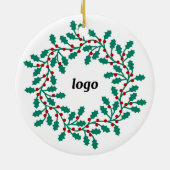 Holly Wreath Logo Business Keramisch Ornament (Achterkant)