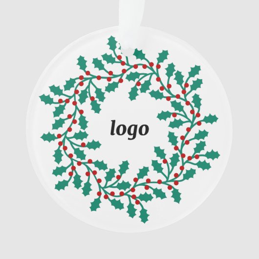 Holly Wreath Logo Business Ornament (voorkant)