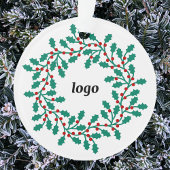 Holly Wreath Logo Business Ornament
