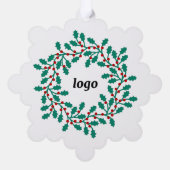 Holly Wreath Logo Business Ornament Kaart (Achterkant)