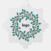 Holly Wreath Logo Business Ornament Kaart (Voorkant)