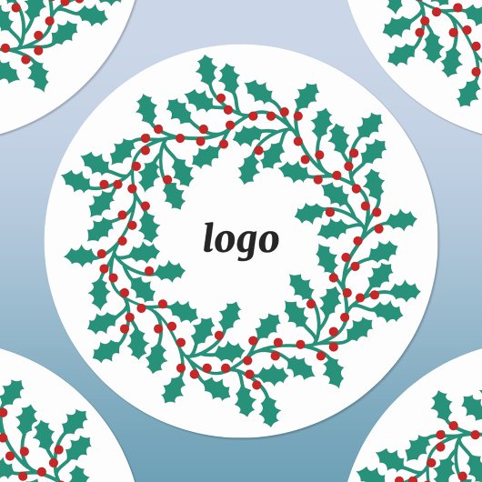 Holly Wreath Logo Zakelijke Feestdagen Ronde Sticker