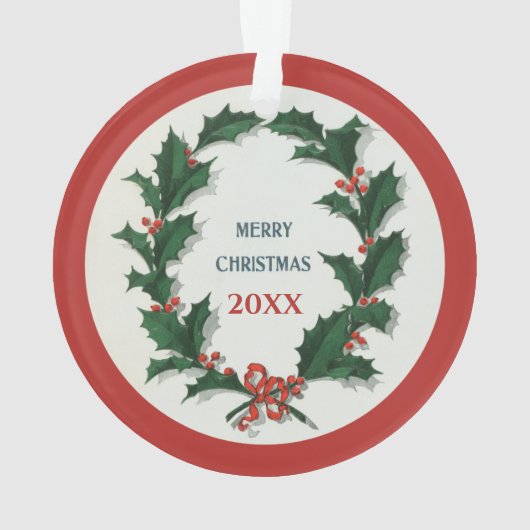  Holly Wreath Merry Kerstacrylische kerst Ornament (achterkant)