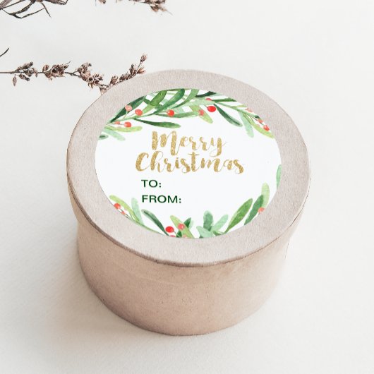 Holly Wreath Merry kerstnaam Ronde Sticker