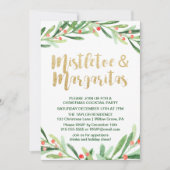 Holly Wreath Mistletoe & Margaritas Cocktail Party Kaart (Voorkant)