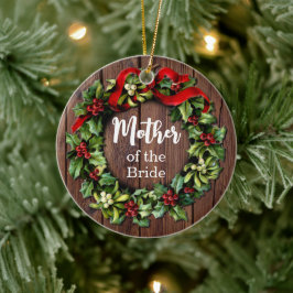 Holly Wreath Moeder van de Bride Custom Wedding Keramisch Ornament