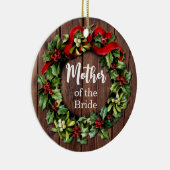 Holly Wreath Moeder van de Bride Custom Wedding Keramisch Ornament (Rechts)