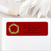 Holly Wreath Monogrammed Return Address Etiket (Insitu)