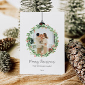 Holly Wreath Ornament Vrolijke Kerstfoto Feestdagenkaart