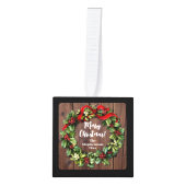 Holly Wreath Persoonlijk 3 Foto Collage Decoratie (Voorkant)