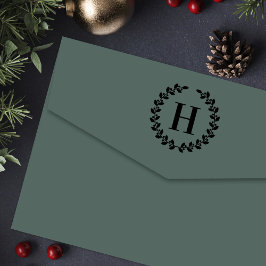 Holly Wreath Persoonlijk kerstInitiaal Zelfinktende Stempel