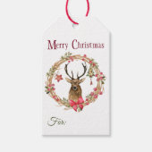 Holly Wreath Red Bow Reindekerst Cadeaulabel (Voorkant)