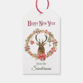 Holly Wreath Red Bow Reindekerst Cadeaulabel (Achterkant)