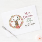 Holly Wreath Red Bow Reindekerst Rechthoekige Sticker (Envelop)