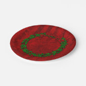 Holly Wreath Red Stripe Papieren Bordje (Gekanteld)