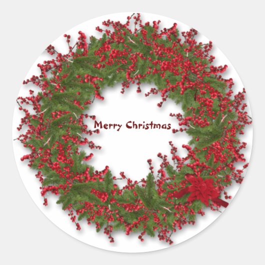 Holly Wreath Ronde Sticker (Voorkant)