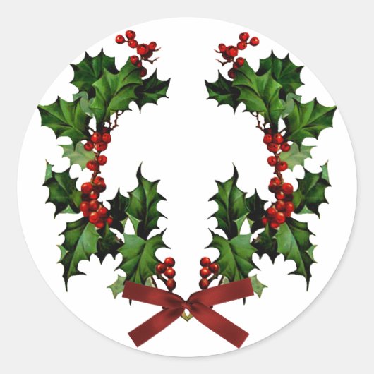 Holly Wreath Sticker (Voorkant)