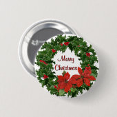 Holly Wreath Traditions Ronde Button 5,7 Cm (Voorkant /achterkant)