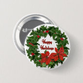 Holly Wreath Traditions Ronde Button 5,7 Cm (Voorkant /achterkant)