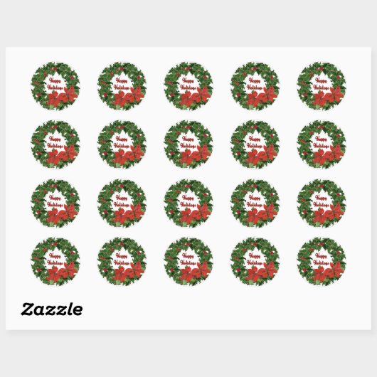 Holly Wreath Traditions Ronde Sticker (Vel)