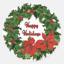 Holly Wreath Traditions Ronde Sticker