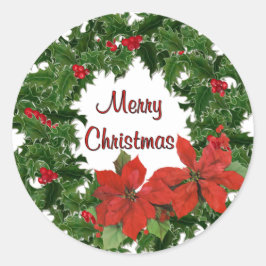 Holly Wreath Traditions Ronde Sticker