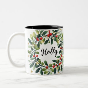 Holly Wreath Tweekleurige Koffiemok