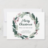 Holly Wreath Vrolijk Kerstfeest van New Home Aankondiging (Voorkant)