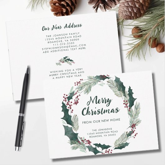 Holly Wreath Vrolijk Kerstfeest van New Home Aankondiging