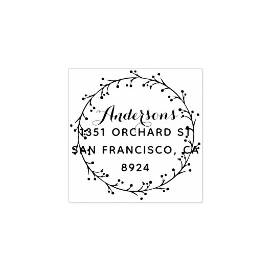 Holly Wreath Wreath Custom Retouradres Rubberstempel (Afrduk)