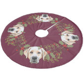 Holly Wreath Yellow Lab kerstboomrok Fleece Kerstboom Rok (Gekanteld)